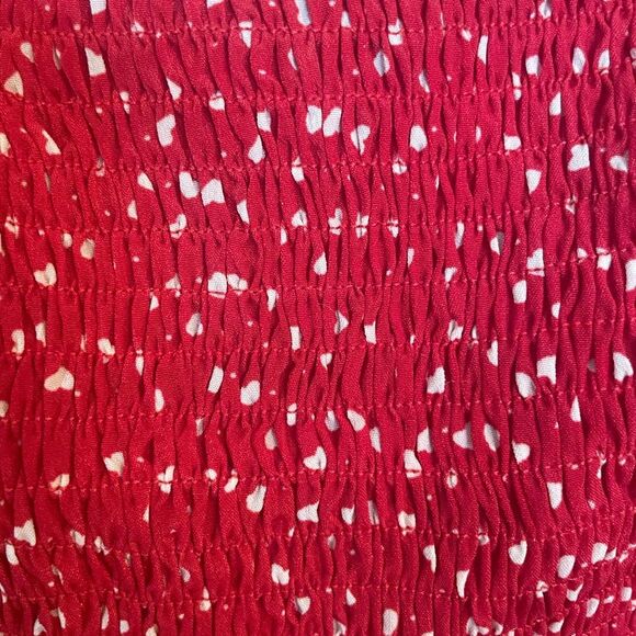 SBetro red hearts valentines 💘 date night blouse long sleeve smocked back XL - Picture 5 of 5